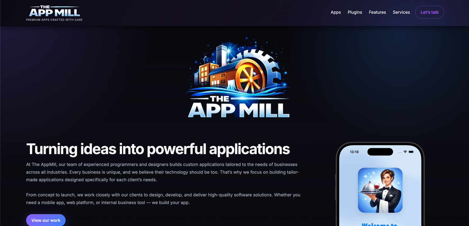 The AppMill website preview